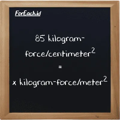 Example kilogram-force/centimeter<sup>2</sup> to kilogram-force/meter<sup>2</sup> conversion (85 kgf/cm<sup>2</sup> to kgf/m<sup>2</sup>)